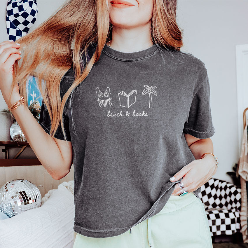Beach & Books Heavyweight Comfort Colors Boxy Cropped Tee