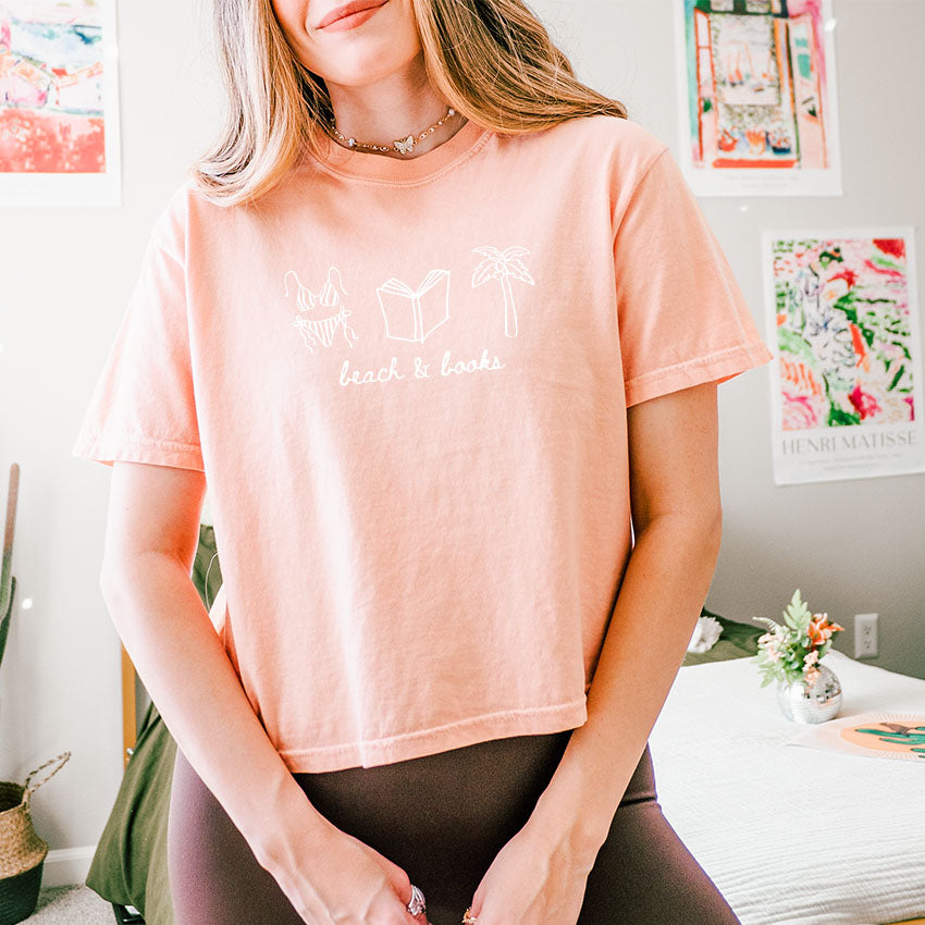 Beach & Books Heavyweight Comfort Colors Boxy Cropped Tee