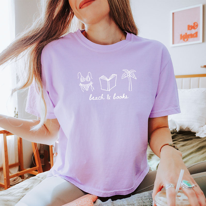 Beach & Books Heavyweight Comfort Colors Boxy Cropped Tee