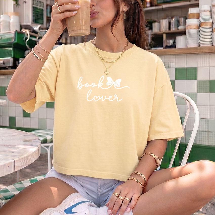 Book Lover Heavyweight Comfort Colors Boxy Cropped Shirt