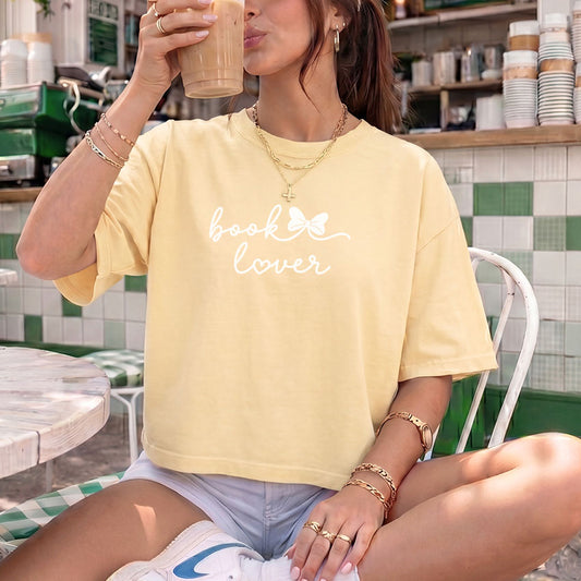 Book Lover Heavyweight Comfort Colors Boxy Cropped Shirt