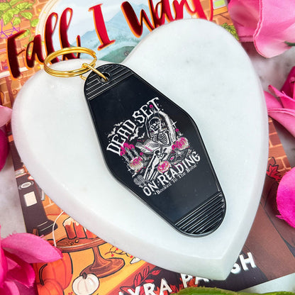 Dead Set on Reading Retro Motel Keychain
