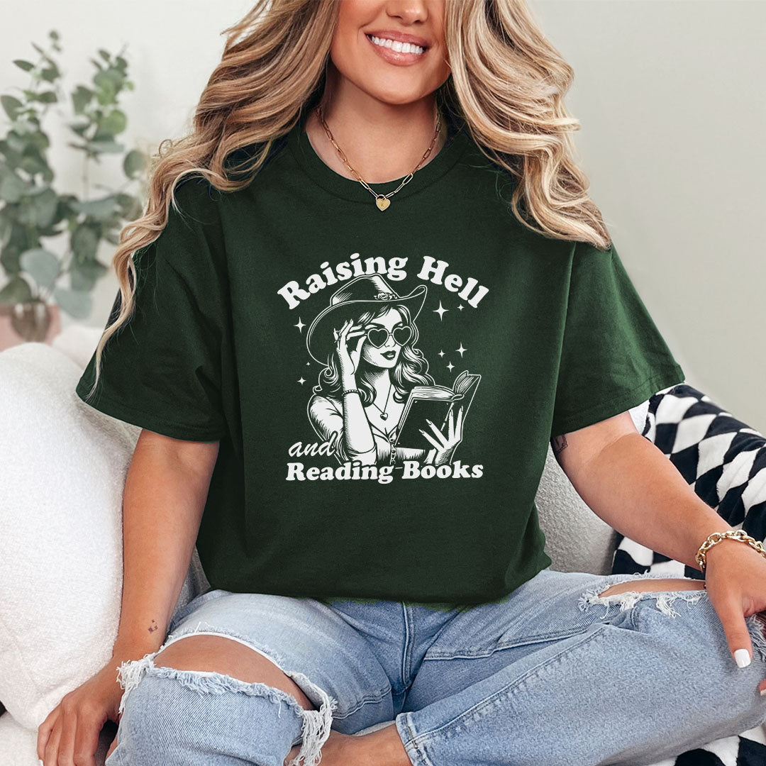 Raising Hell And Reading Books Gildan Softsyle Shirt