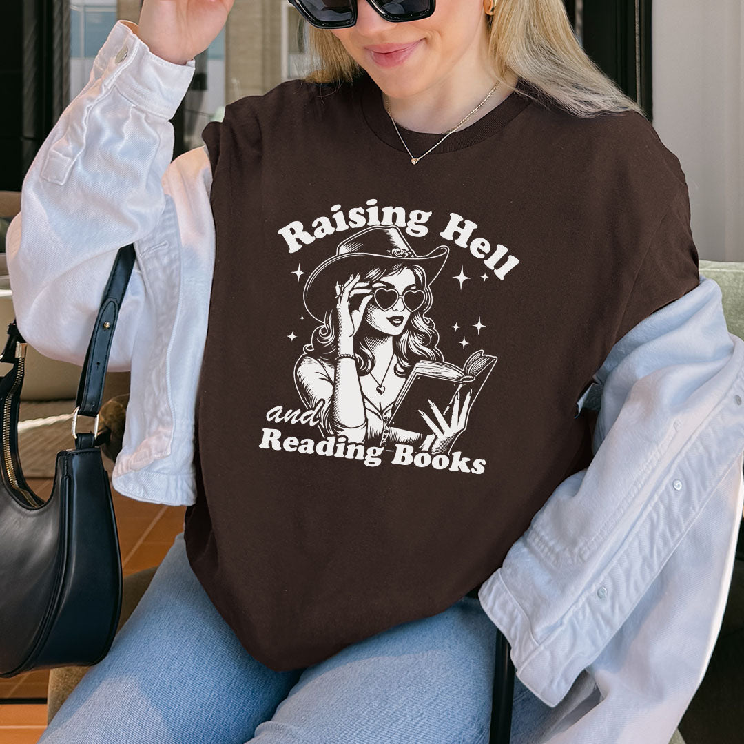 Raising Hell And Reading Books Gildan Softsyle Shirt