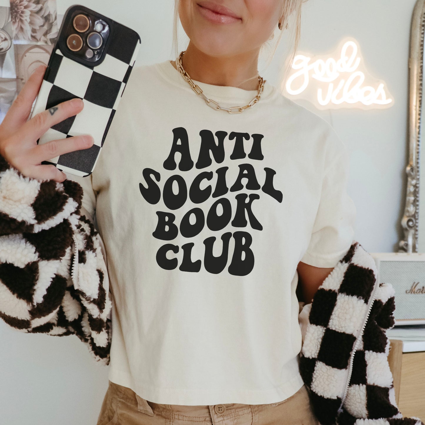 Anti Social Book Club Comfort Colors Boxy Cropped Shirt