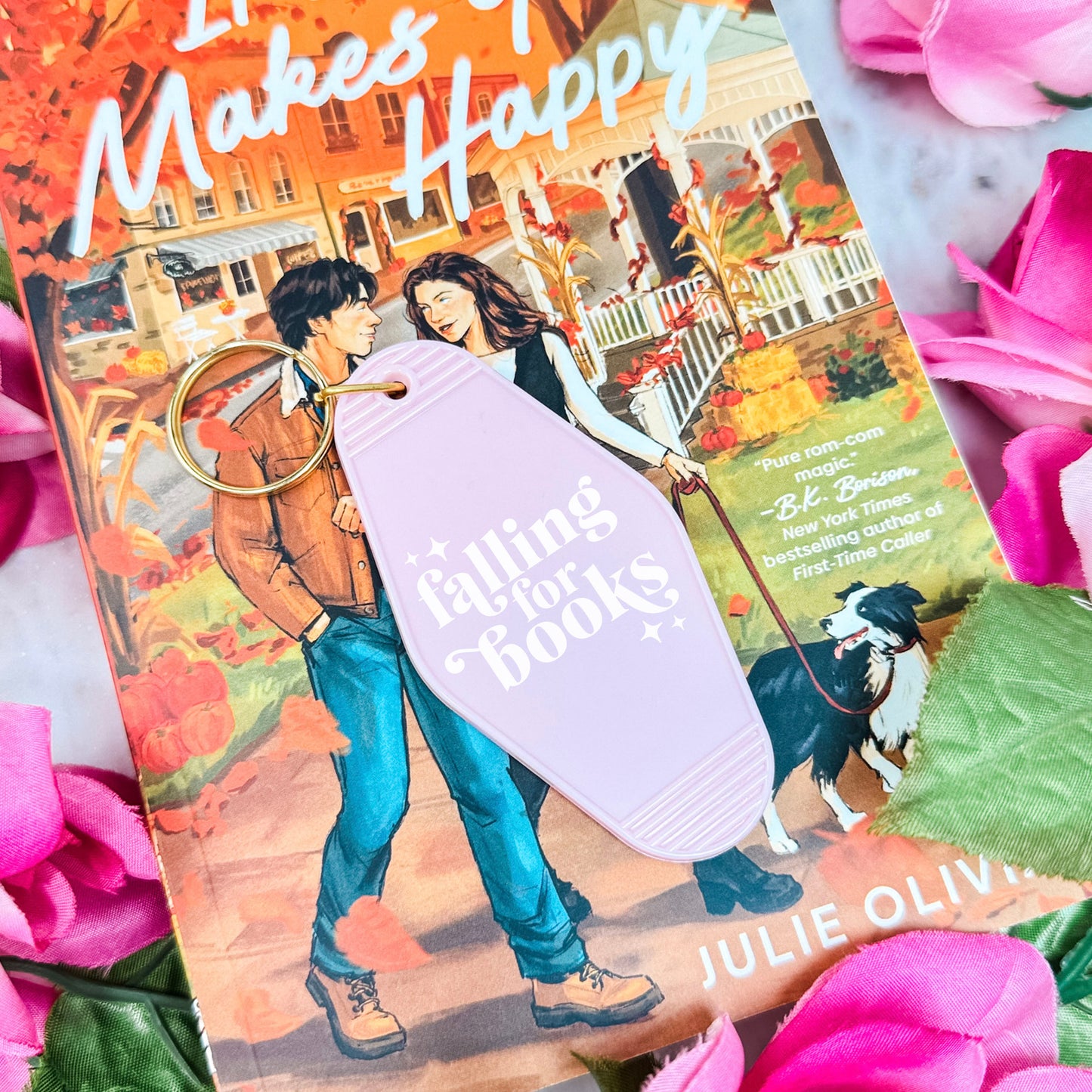 Falling For Books Motel Keychain