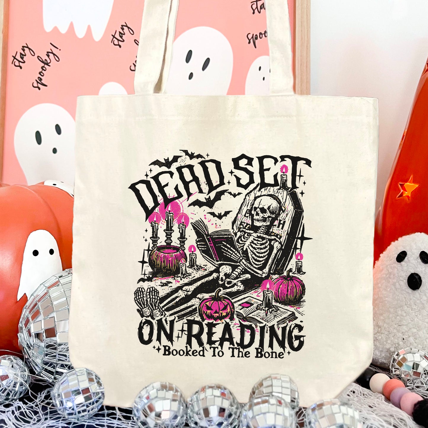 Dead Set On Reading Canvas Tote Bag