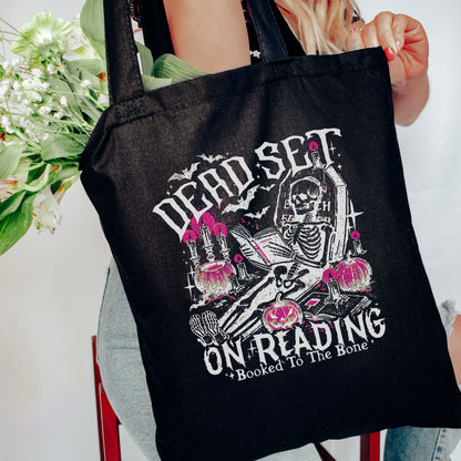 Dead Set On Reading Canvas Tote Bag