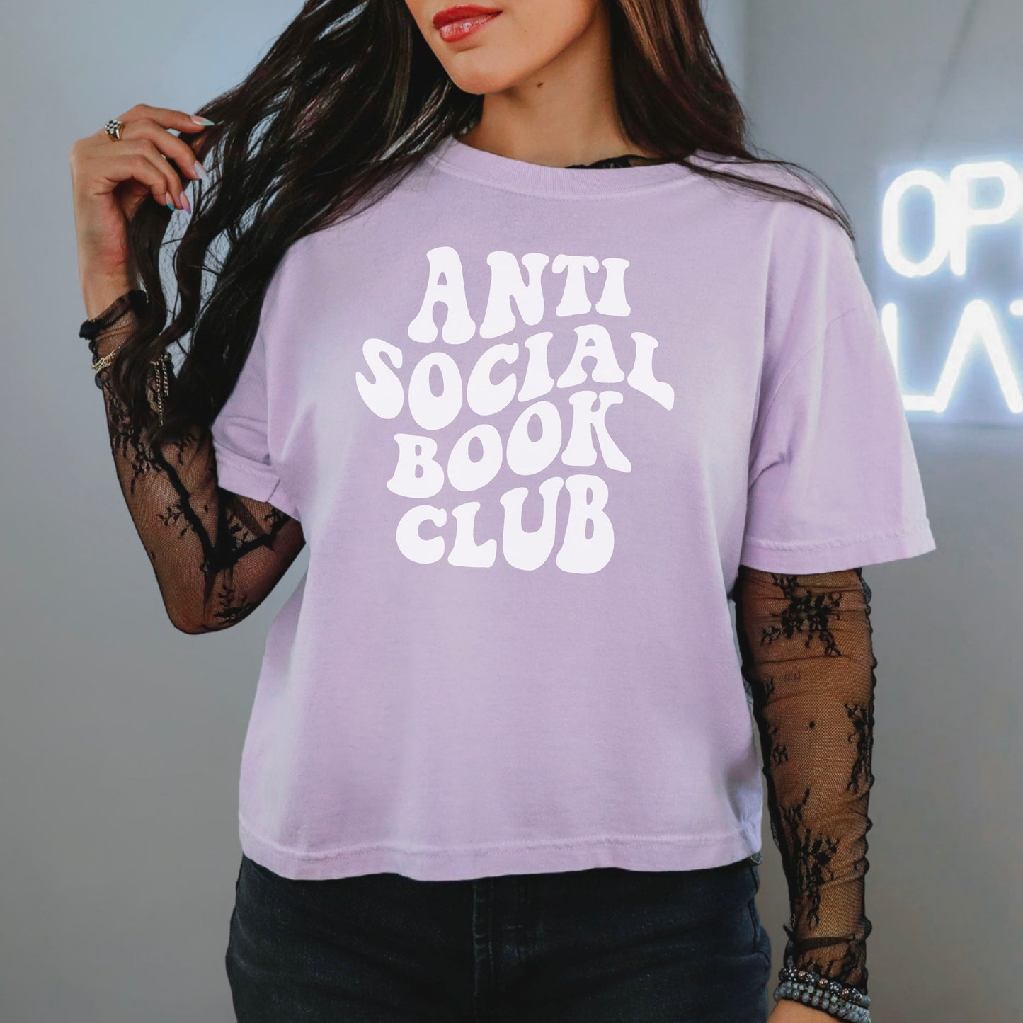 Anti Social Book Club Comfort Colors Boxy Cropped Shirt