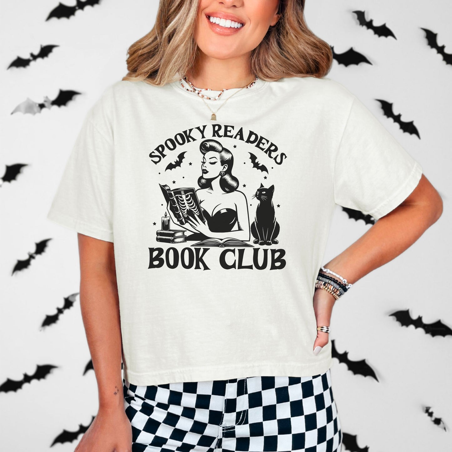Spooky Readers Book Club Cropped Tee | Premium Heavyweight Comfort Colors Halloween Bookish Shirt for Trendy Book Lovers