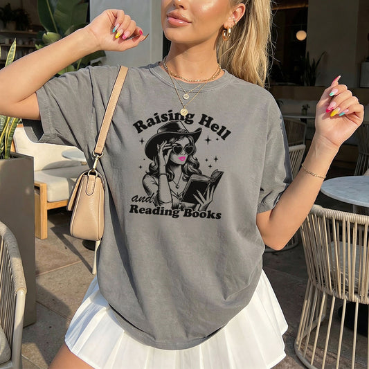 Raising Hell And Reading Books Heavyweight Comfort Colors Shirt