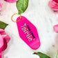 True Crime Girlie Motel Keychain for Mystery and Crime Book Lovers