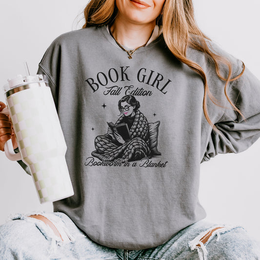 Book Girl Fall Edition - Comfort Colors Lightweight Sweatshirt | Cozy Reading Essential