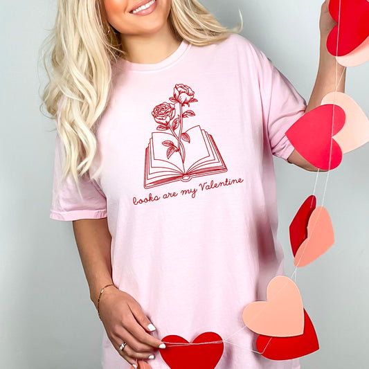 Books Are My Valentine (Floral) Heavyweight Comfort Colors Shirt