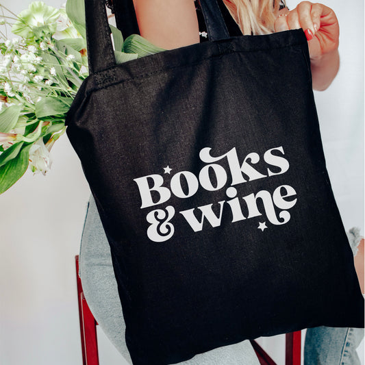 Books & Wine Canvas Tote Bag
