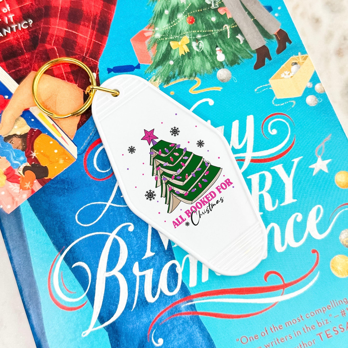 All Booked For Christmas Motel Keychain