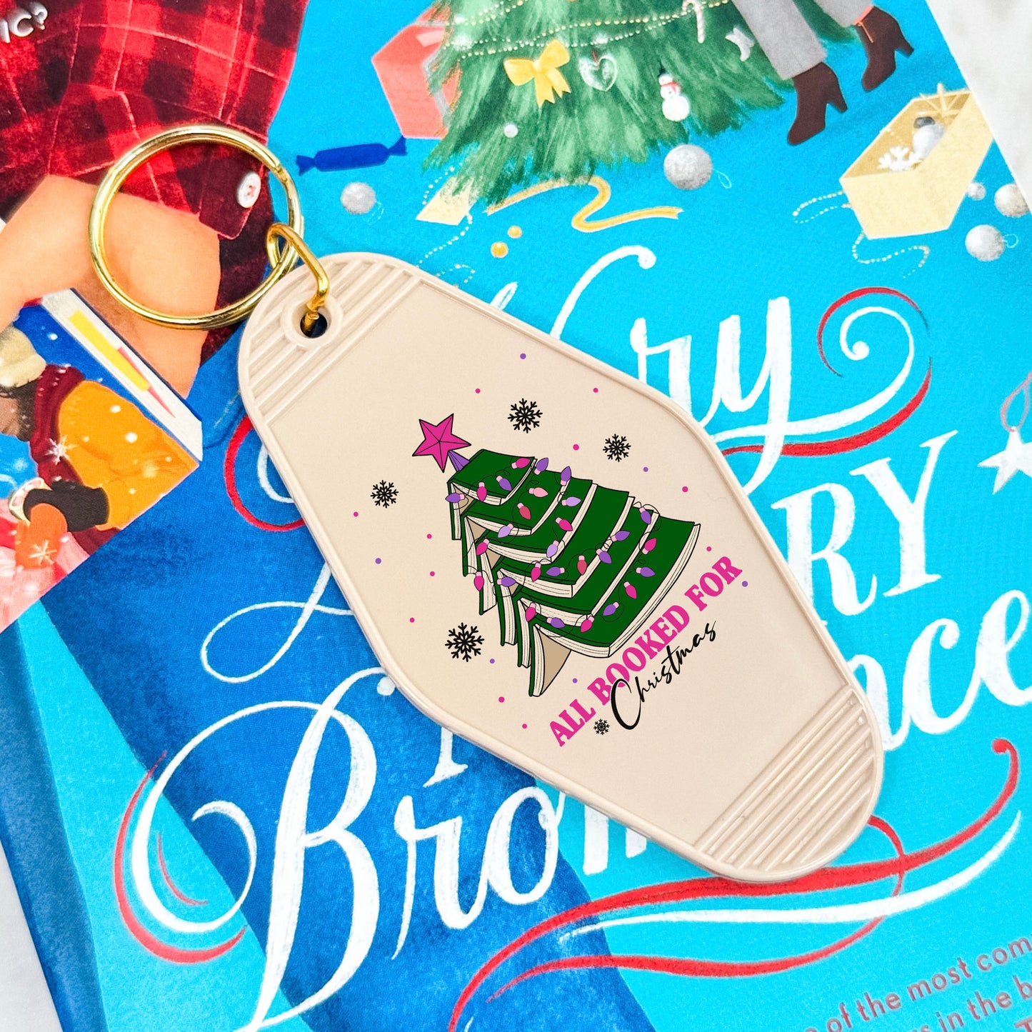 All Booked For Christmas Motel Keychain