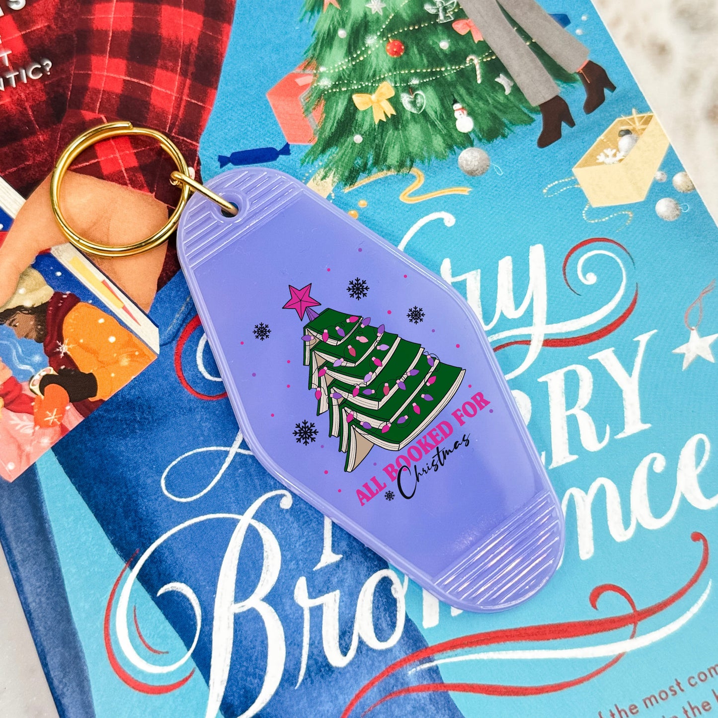 All Booked For Christmas Motel Keychain