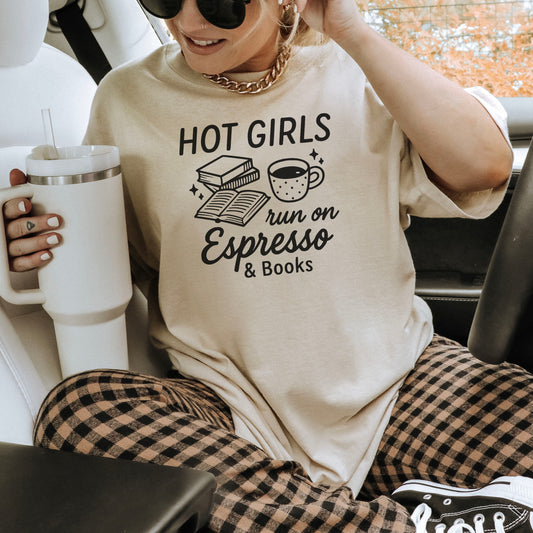 Hot Girls Run On Espresso And Books Gildan Softstyle Shirt
