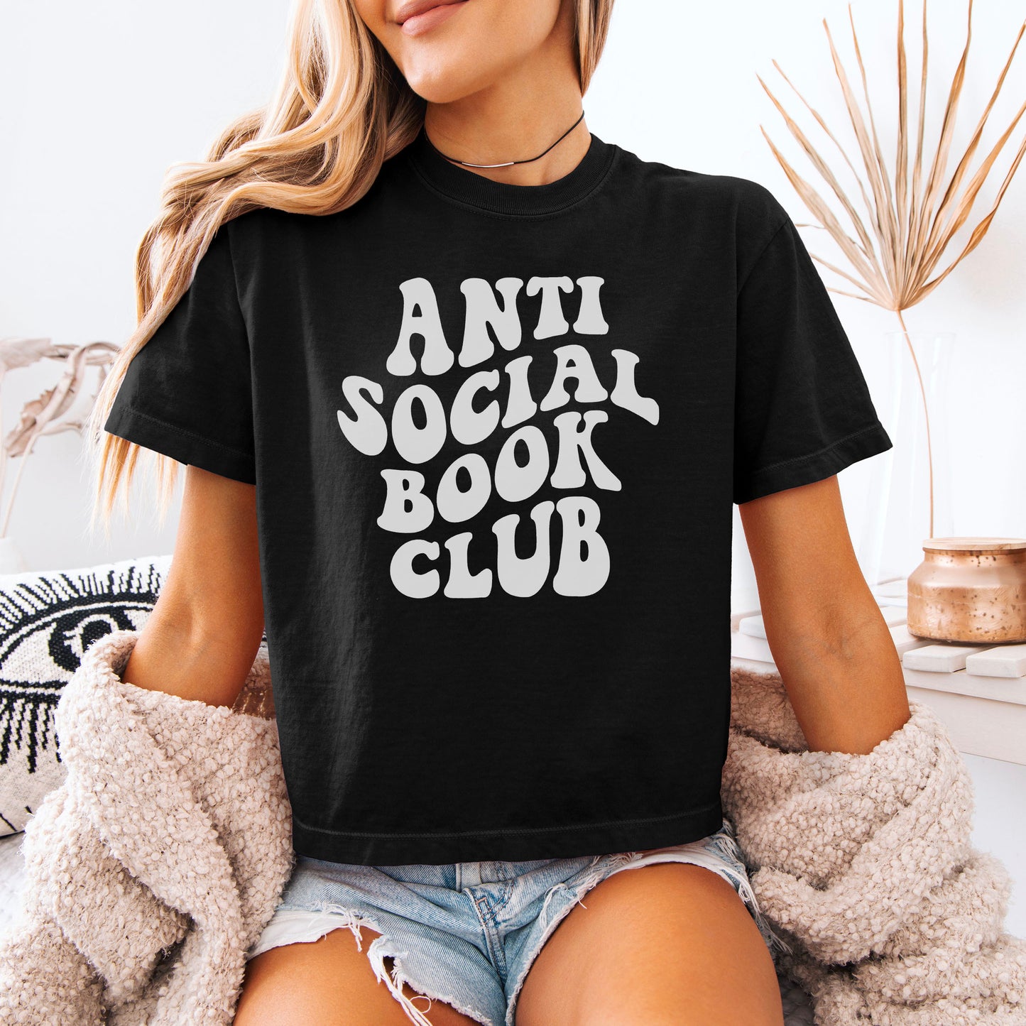 Anti Social Book Club Comfort Colors Boxy Cropped Shirt