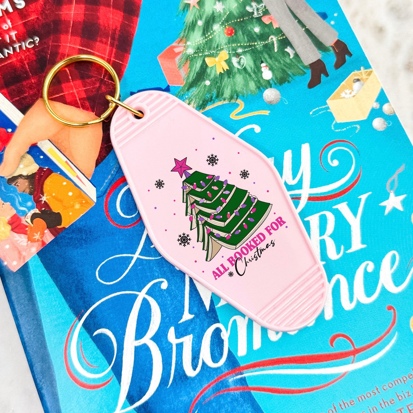 All Booked For Christmas Motel Keychain