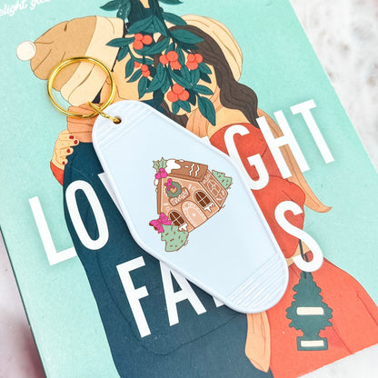 Gingerbread Bookmas Library Motel Keychain