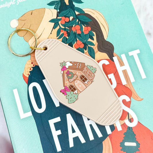 Gingerbread Bookmas Library Motel Keychain