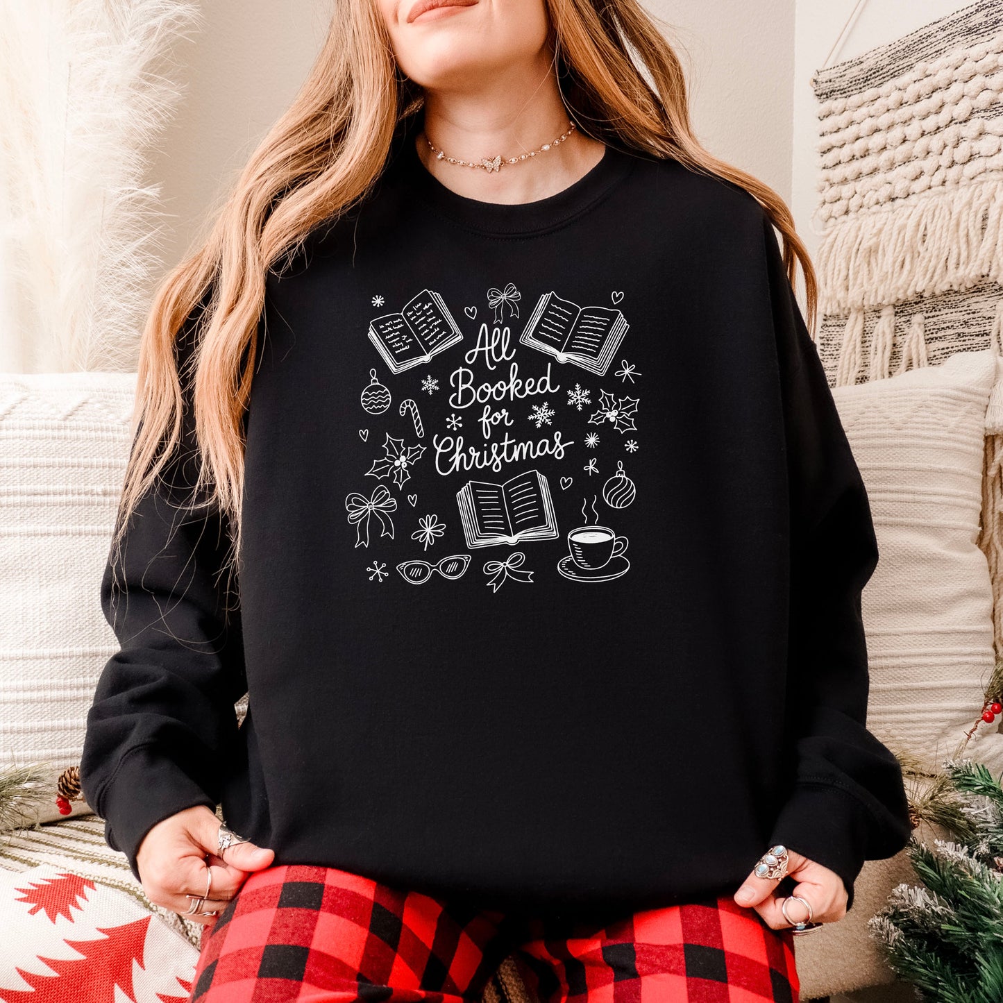 All Booked for Christmas Lightweight Comfort Colors Sweatshirt