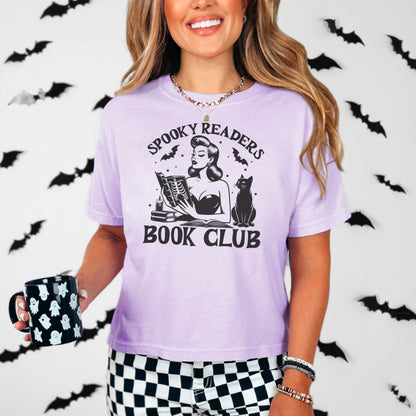 Spooky Readers Book Club Cropped Tee | Premium Heavyweight Comfort Colors Halloween Bookish Shirt for Trendy Book Lovers