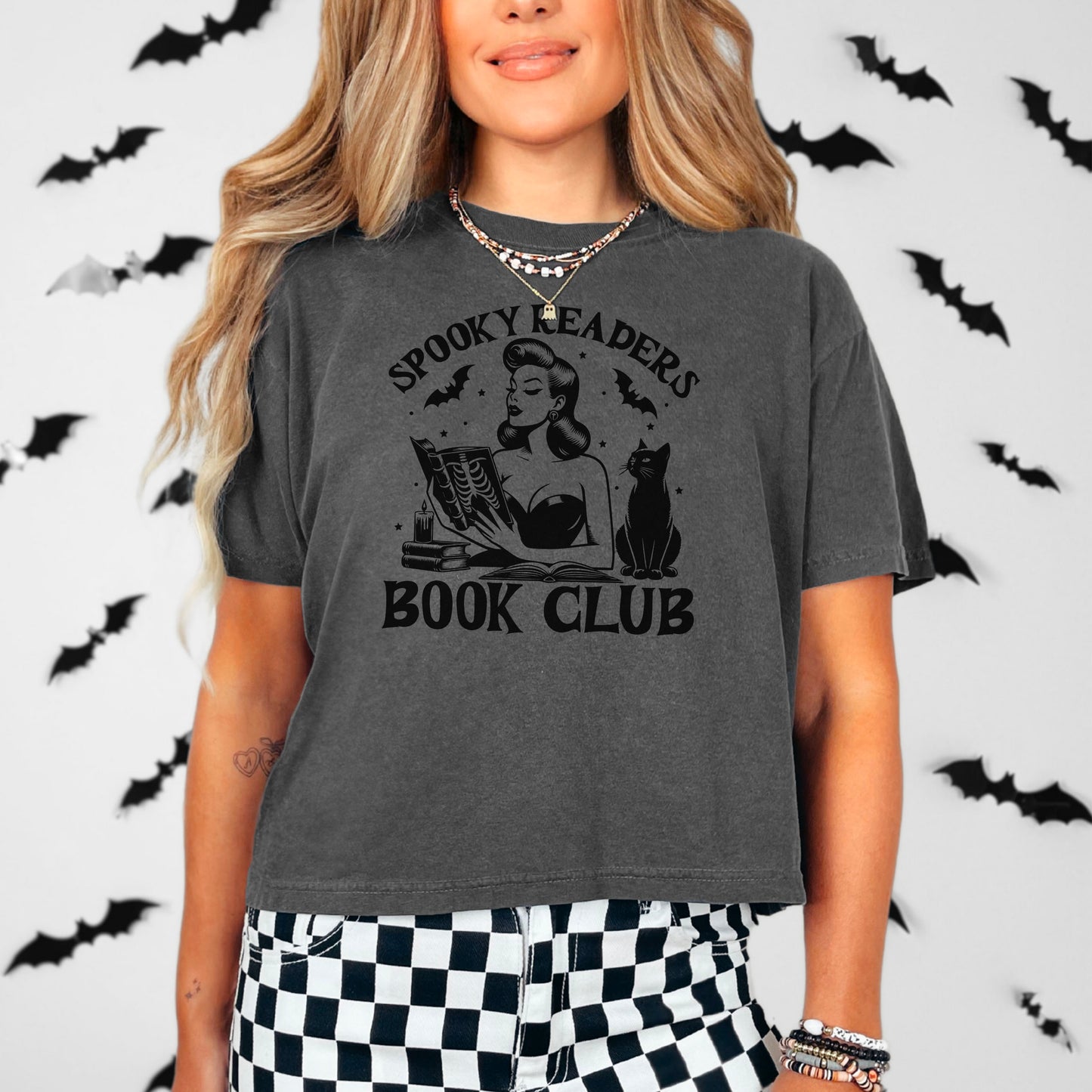 Spooky Readers Book Club Cropped Tee | Premium Heavyweight Comfort Colors Halloween Bookish Shirt for Trendy Book Lovers