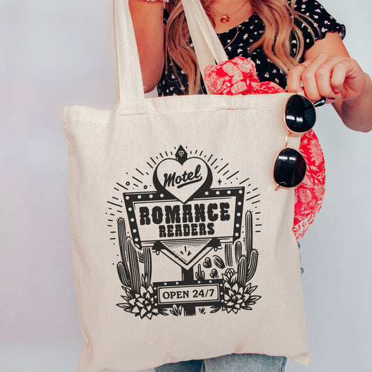 Romance Readers Motel | Canvas Book Bag for Book Lovers