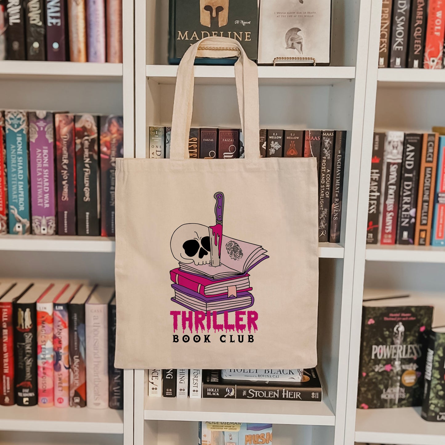Thriller Book Club Canvas Tote – Spooky Book Lover's Bag