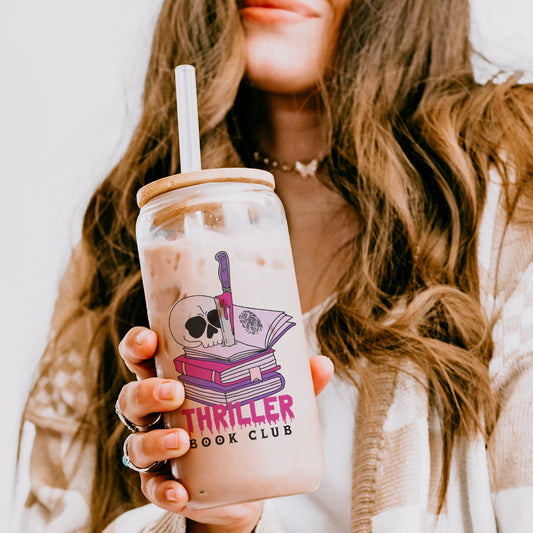 Thriller Book Club | Clear Glass Cup for Book Lovers