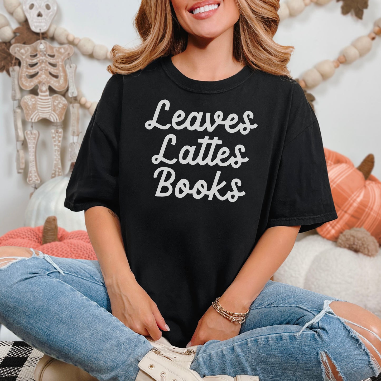 Leaves, Lattes, Books Premium Comfort Colors Shirt