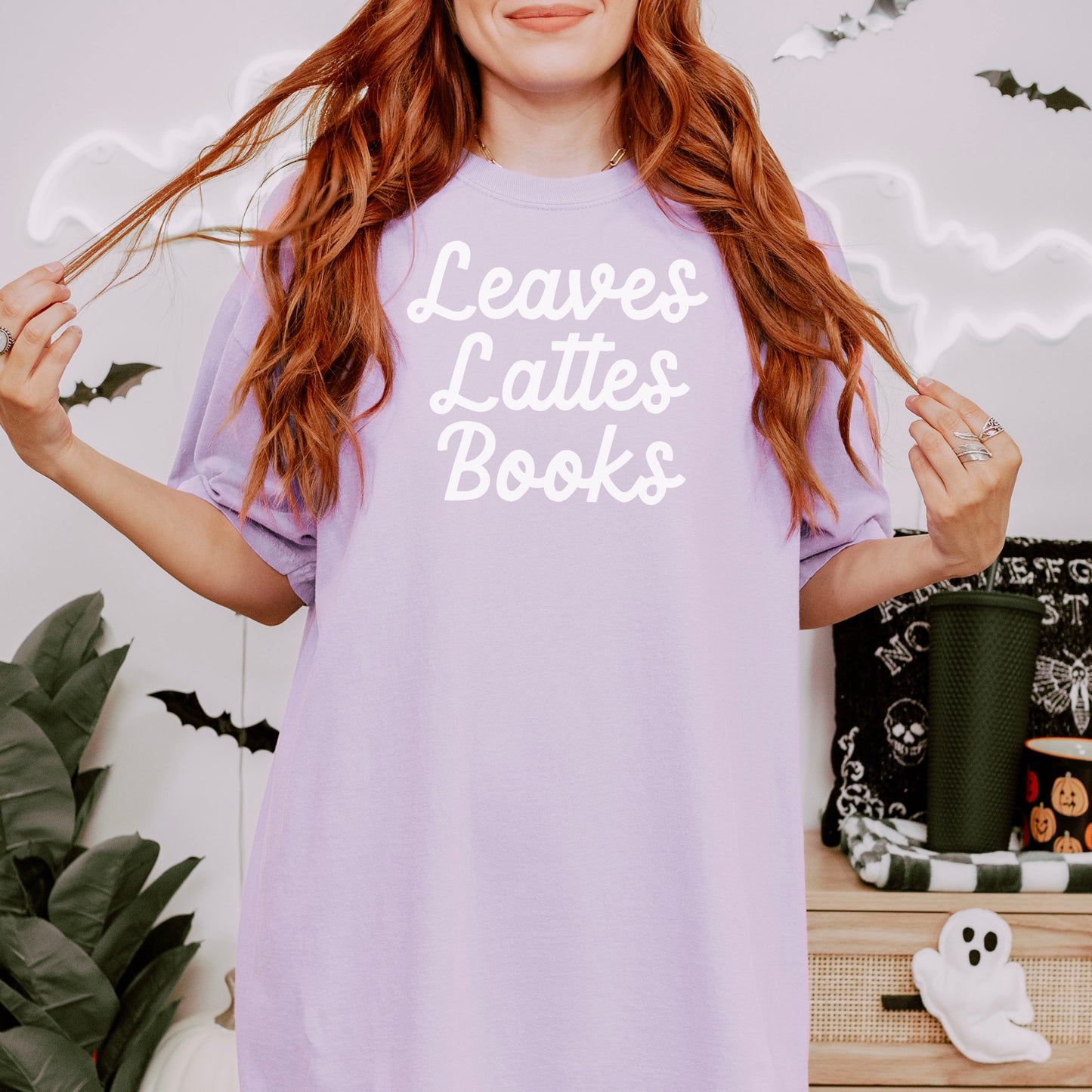 Leaves, Lattes, Books Premium Comfort Colors Shirt