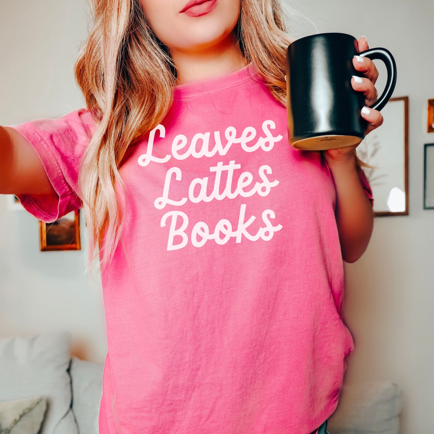 Leaves, Lattes, Books Premium Comfort Colors Shirt