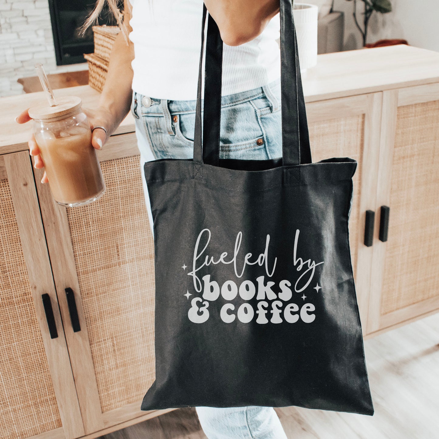 Fueled By Books & Coffee Bookish Canvas Tote Bag
