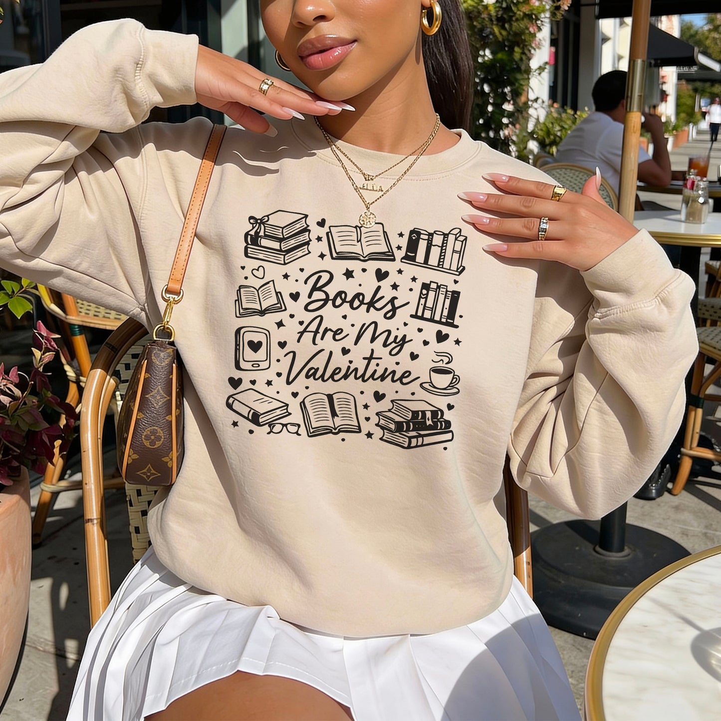 Books Are My Valentine (Graphic) Gildan Crewneck Sweatshirt