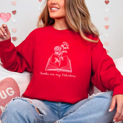 Books Are My Valentine (Floral) Gildan Crewneck Sweatshirt