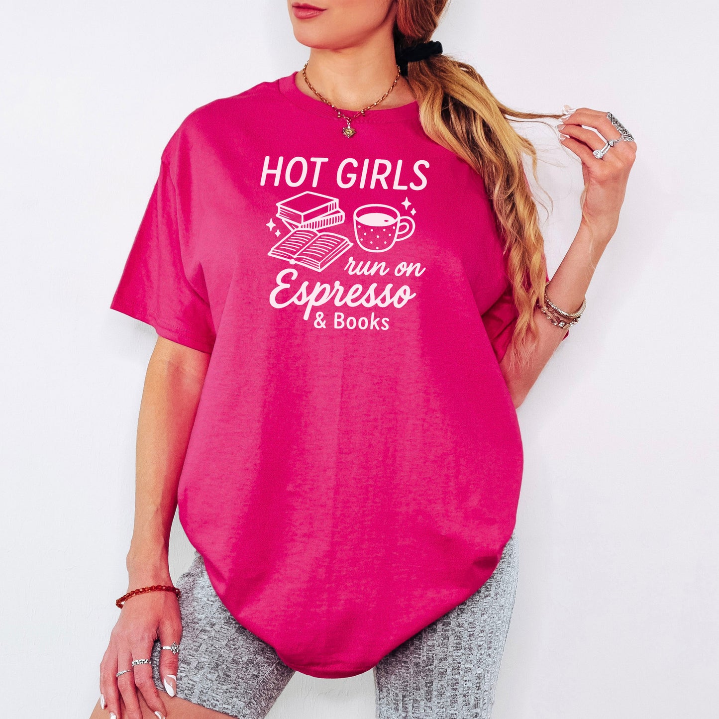 Hot Girls Run On Espresso And Books Gildan Softstyle Shirt