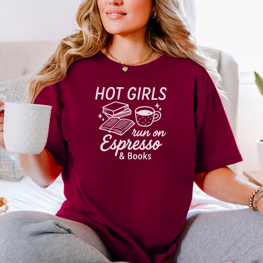 Hot Girls Run On Espresso And Books Gildan Softstyle Shirt