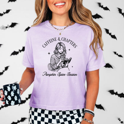 Caffeine and Chapters Premium Cropped Boxy Shirt