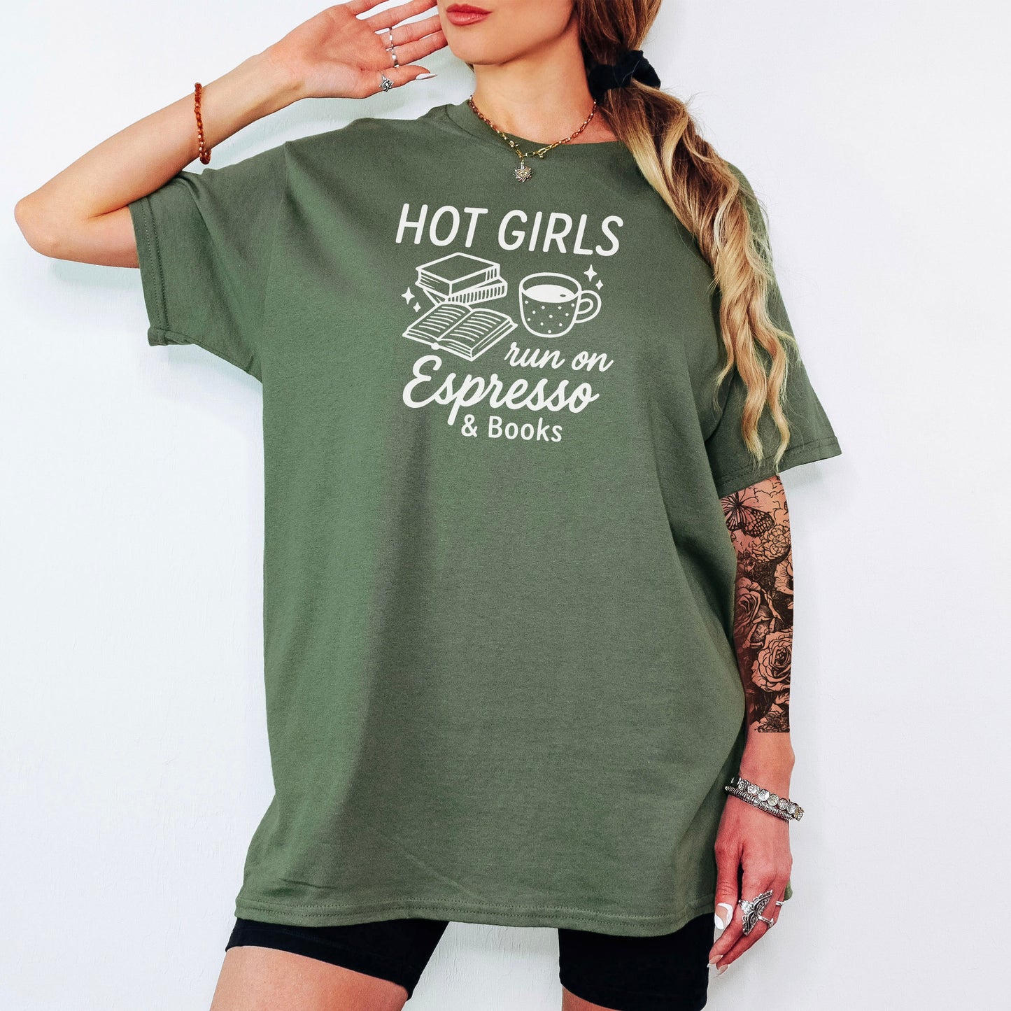 Hot Girls Run On Espresso And Books Gildan Softstyle Shirt