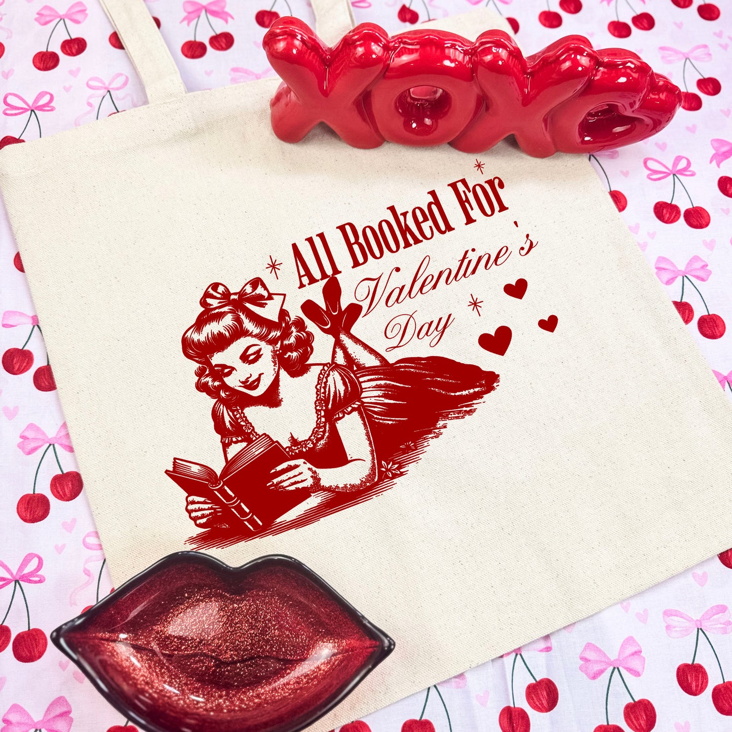 All Booked For Valentine’s Day Canvas Tote Bag