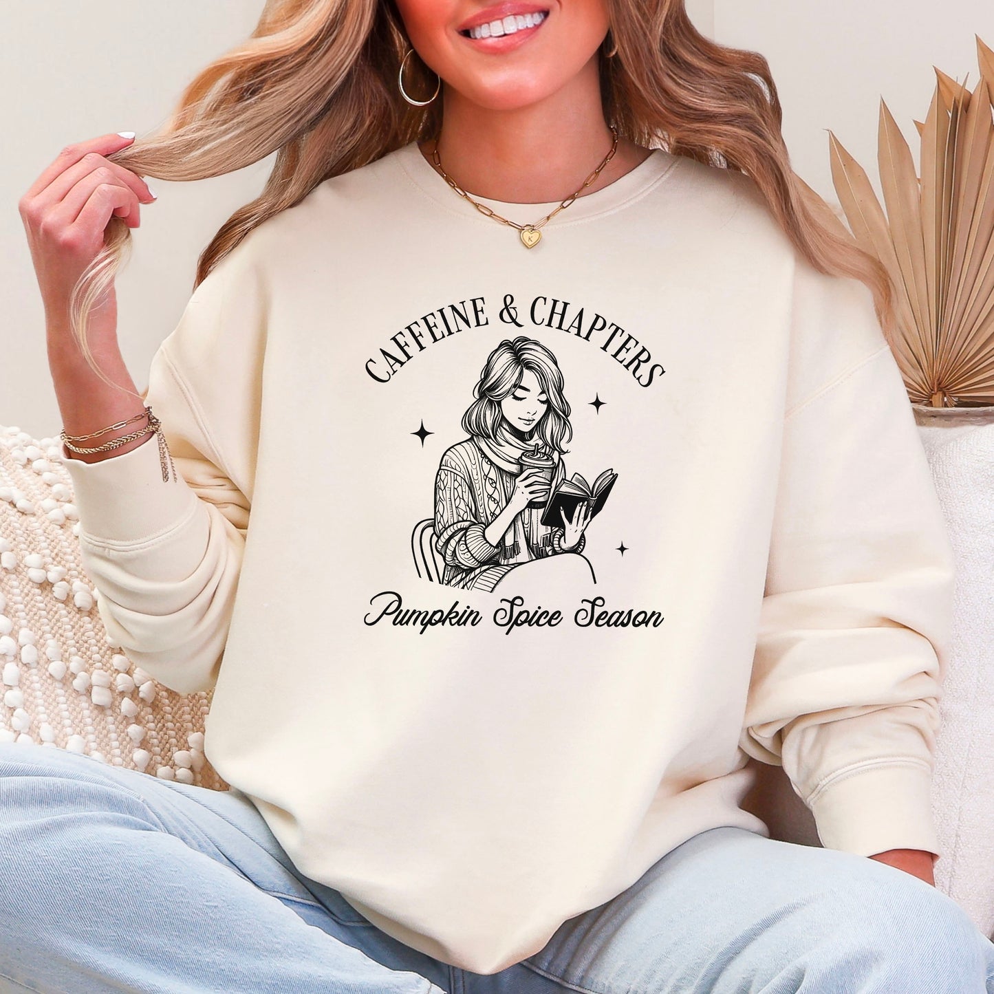 Caffeine and Chapters Lightweight Premium Sweatshirt