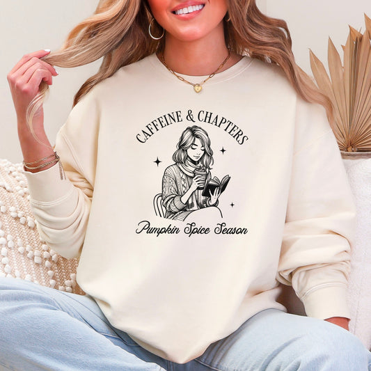Caffeine and Chapters Lightweight Comfort Colors Sweatshirt