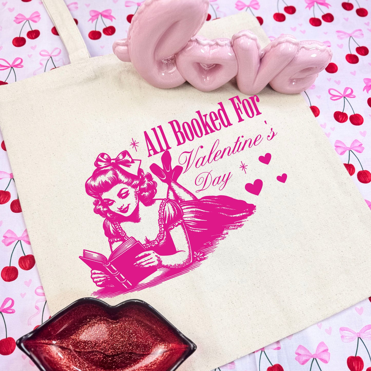 All Booked For Valentine’s Day Canvas Tote Bag