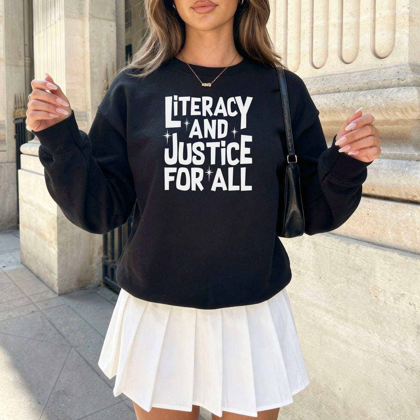 Literacy And Justice For All Gildan Crewneck Sweatshirt