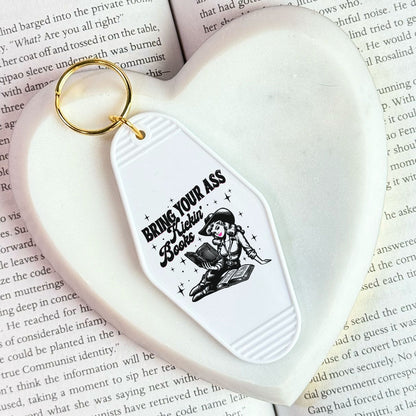 Bring Your Ass Kickin’ Books Retro Motel Keychain