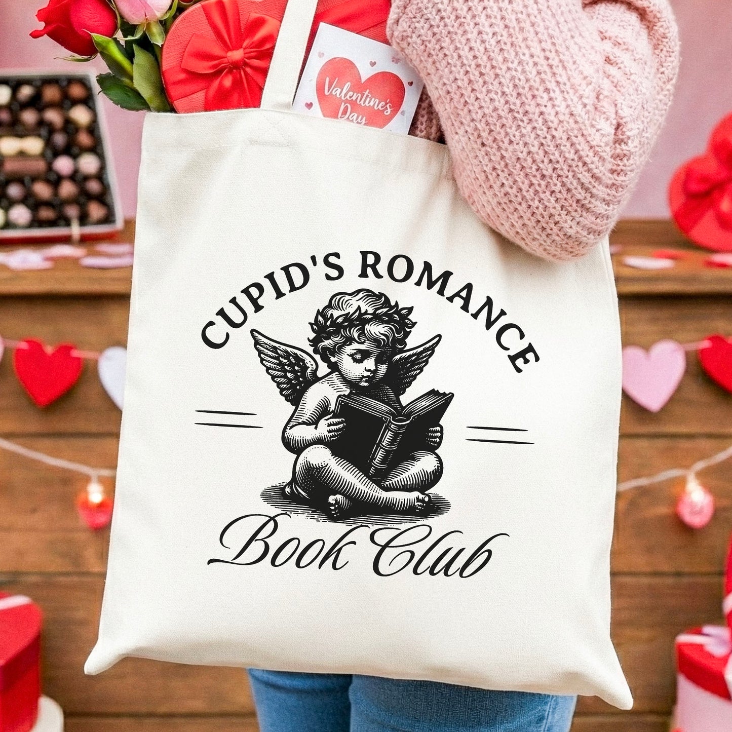 Cupid’s Romance Book Club Canvas Tote Bag